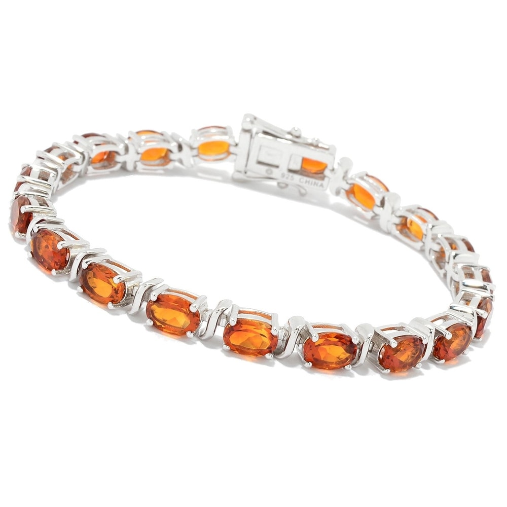 Jewelryonclick Genuine Oval Citrine Link Bracelets For Women Jewelry Sterling Silver In Size 6.5-8 Inch 